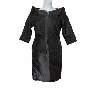 Midnight Velvet Satin Grieving Widow Retro Gothic Funeral Black Peplum Dress
